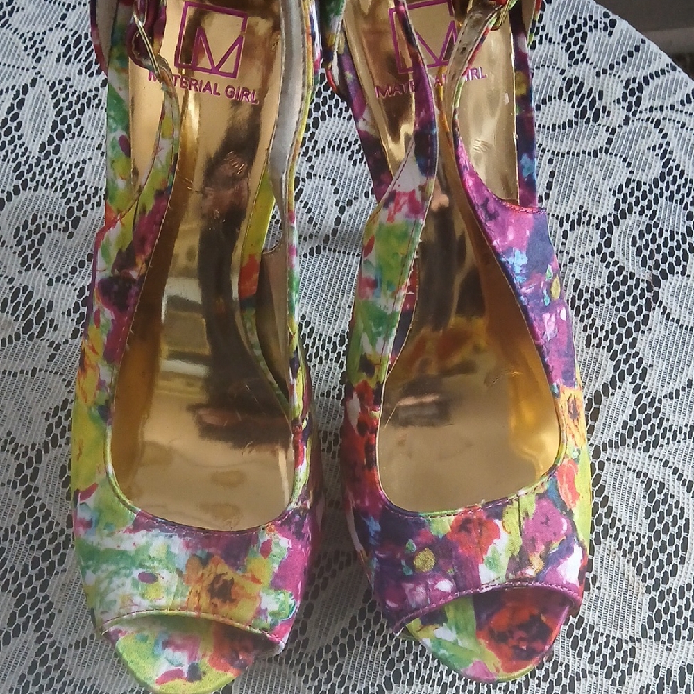 Material Girl Multicolor Heels with Peep Toe Design